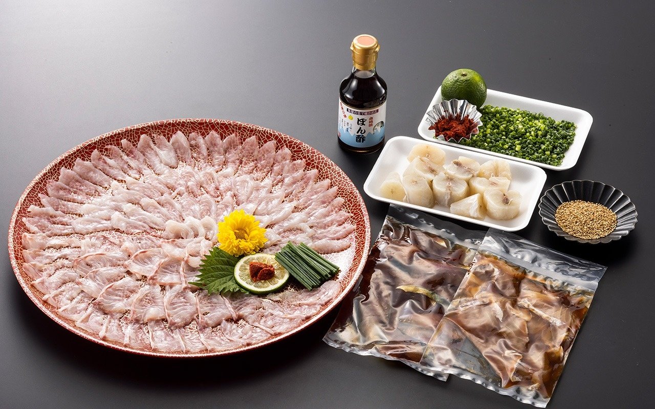 ふく＆クエhalf菊盛刺40㎝・ふく鍋セット（40cm皿付：5〜6人前）セット内容