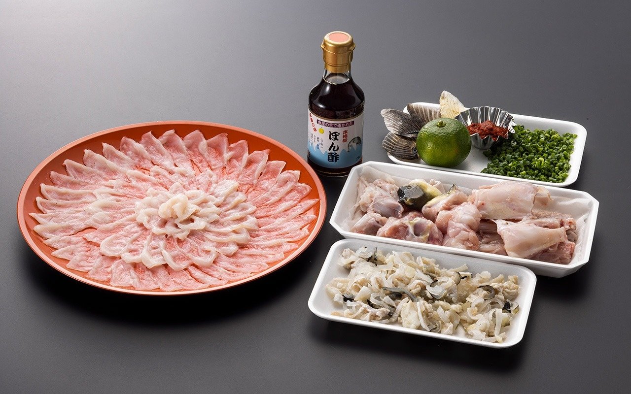 とらふく菊盛刺30㎝・鍋セット（30cm皿付：2〜3人前）セット内容