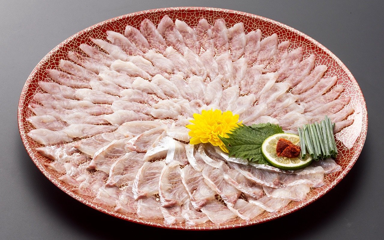 ふく＆鯛half菊盛刺40㎝・ふく鍋セット（ 40cm皿付：5〜6人前）